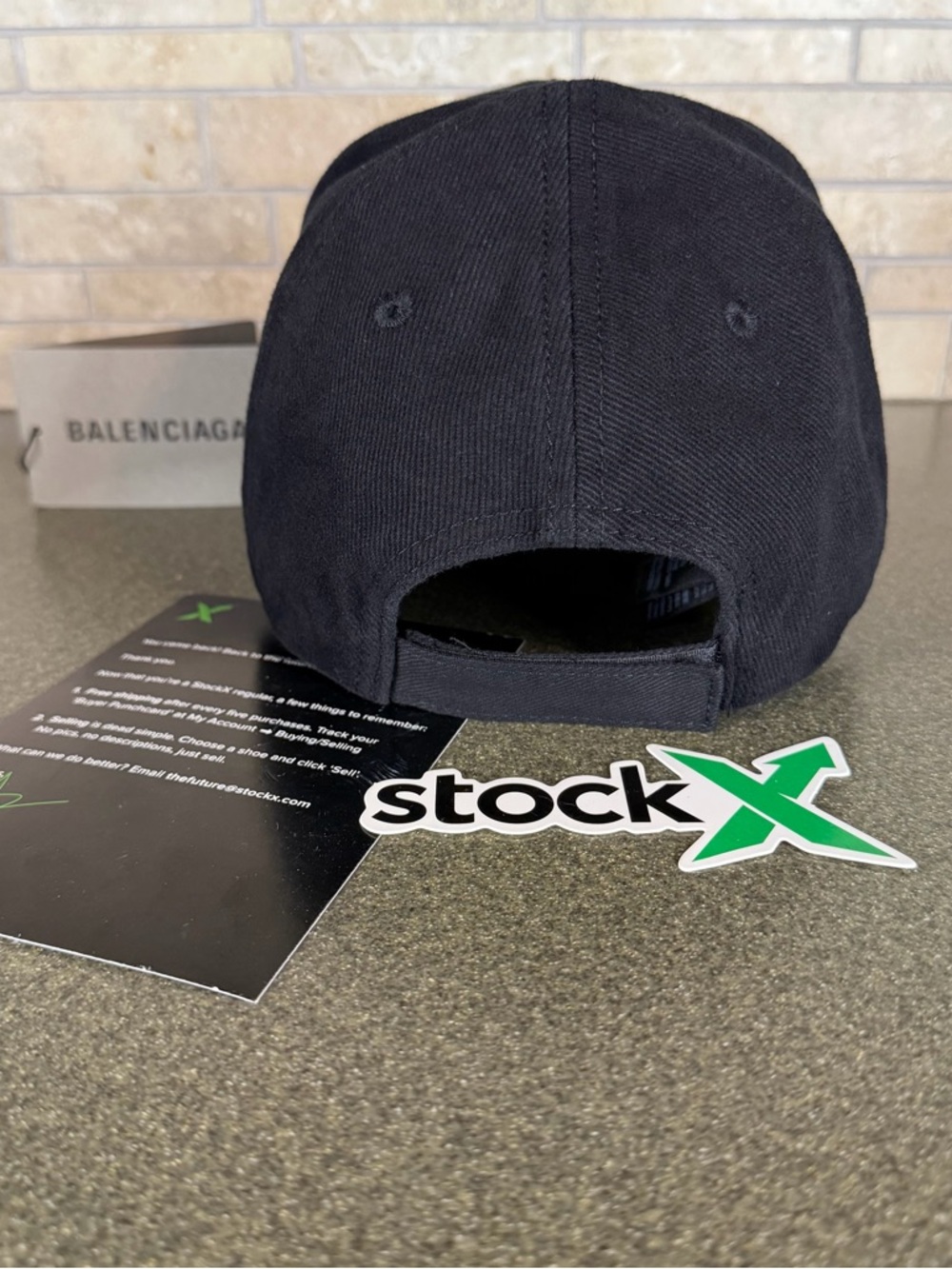 Balenciaga Studded Cap Black Distressed Logo Cap - Picture 5 of 6